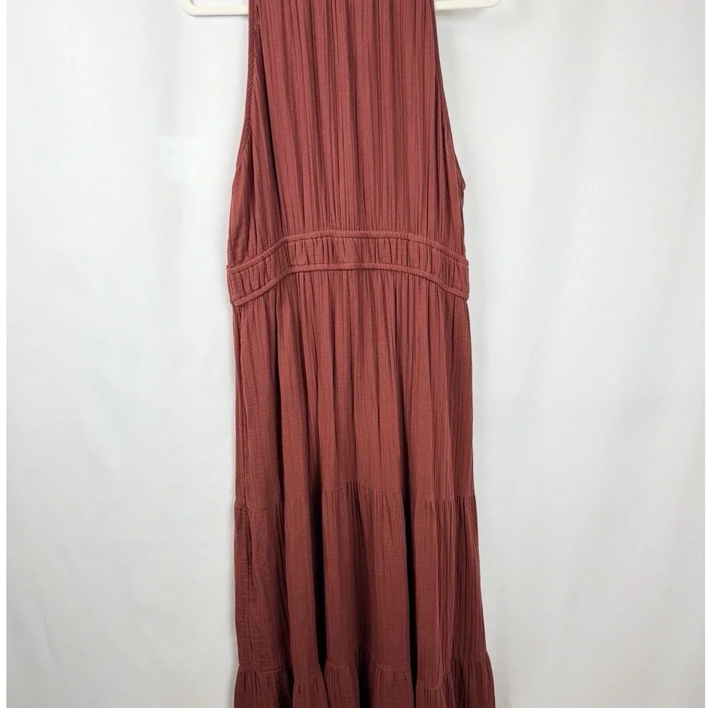 Old Navy XL Rust Gauze Tiered Maxi Dress Sleeveless Cottagecore Boho Womens